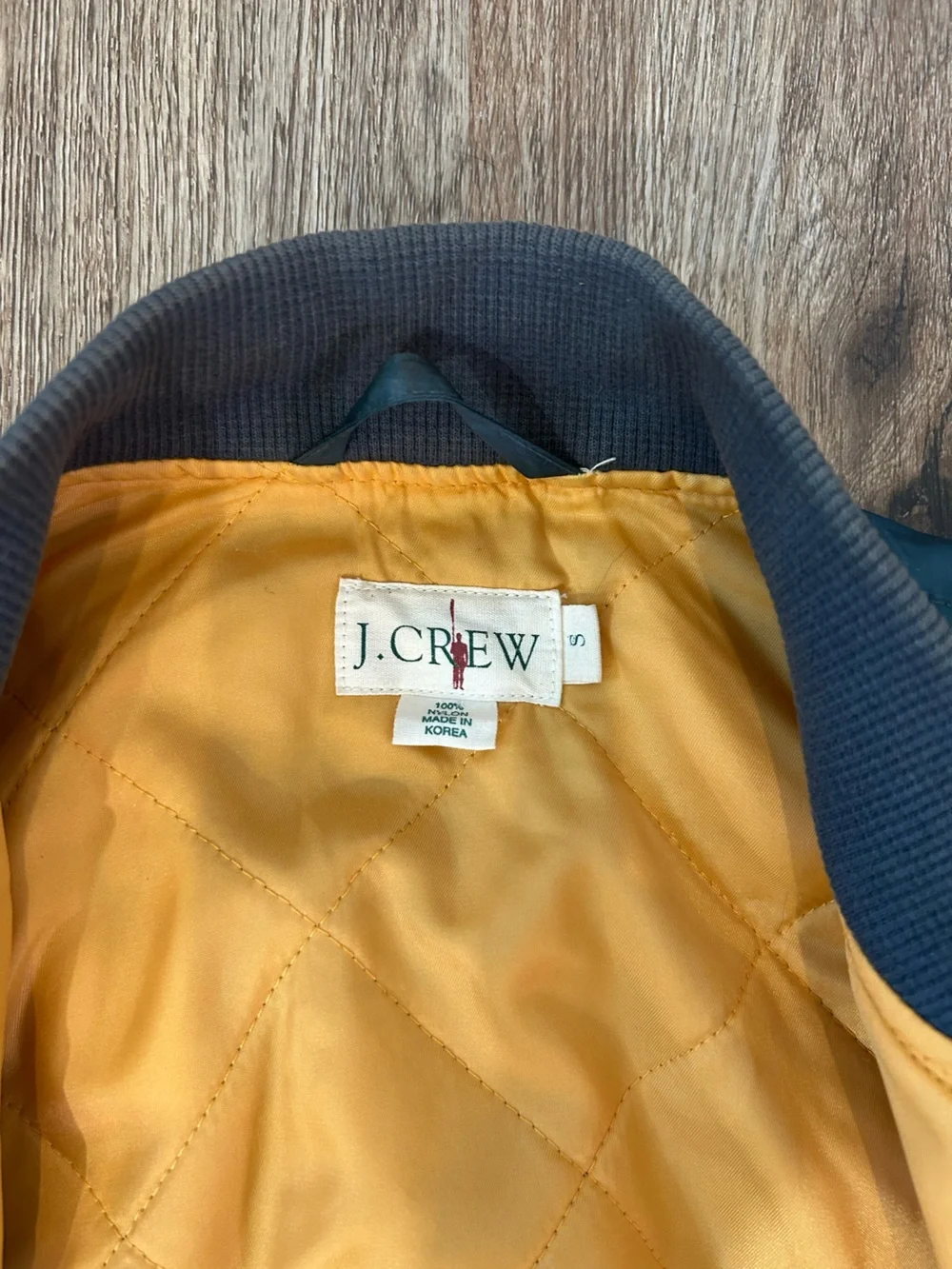 J. Crew Teal Bomber Jacket with Yellow Lining